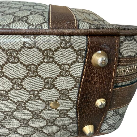 Gucci Beige Brown Gg Supreme Canvas and Leather Vintage Suitcase Weekend Bag - Picture 9 of 13
